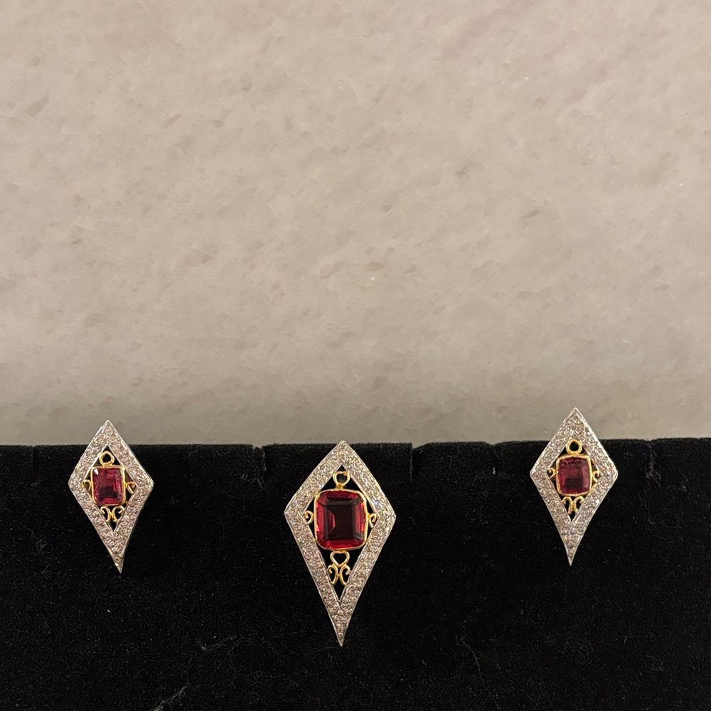 Elegant Gold and Red Gemstone Earrings